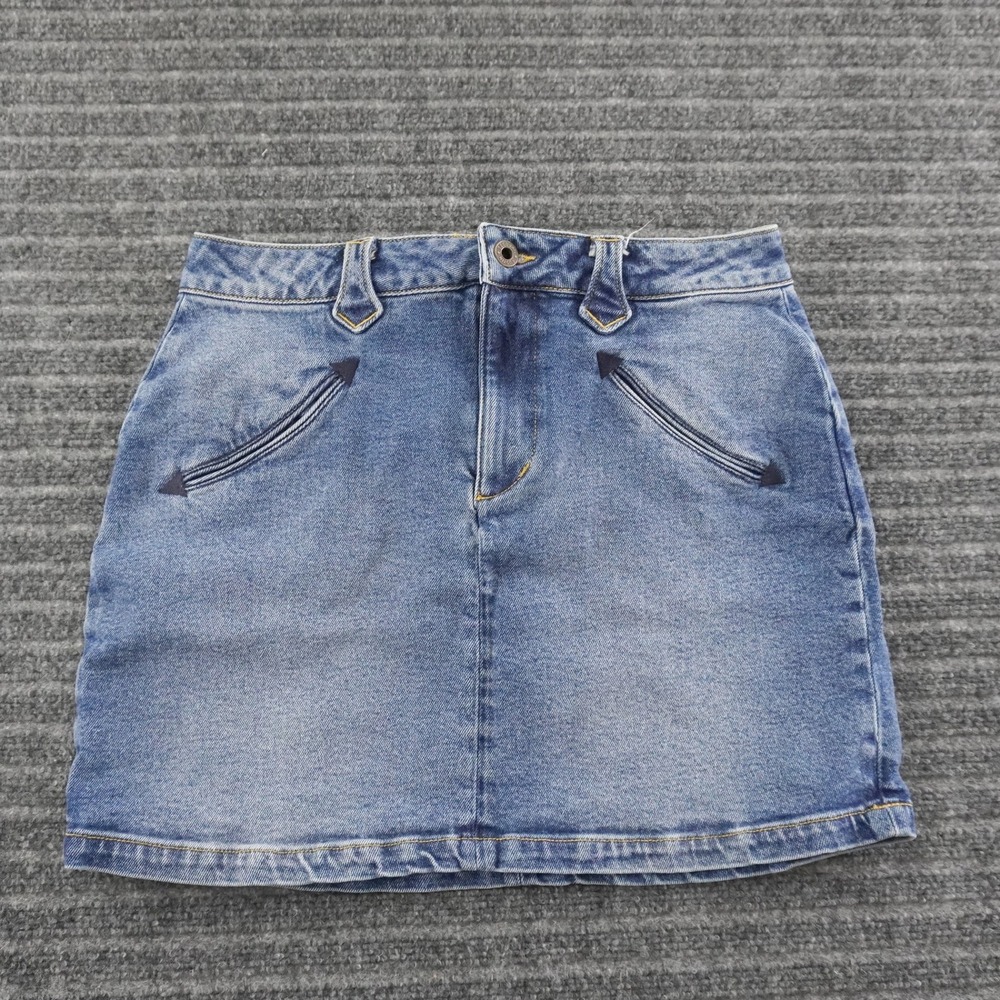 Tecovas Denim Skirt Womens 28 Blue Western Mini Stretch Smile Pockets